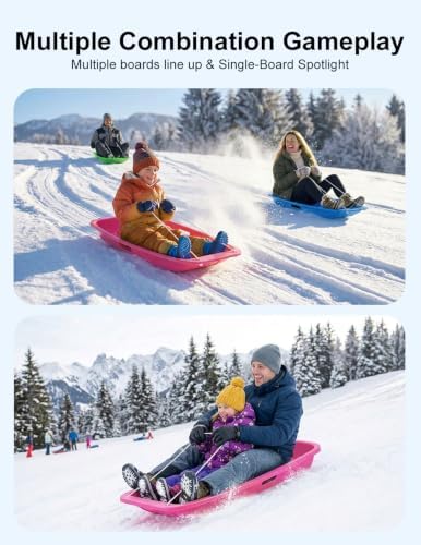 Snow Sled for Kids and Adult, Toboggan Sled with Plastic Cold-Resistant 35"