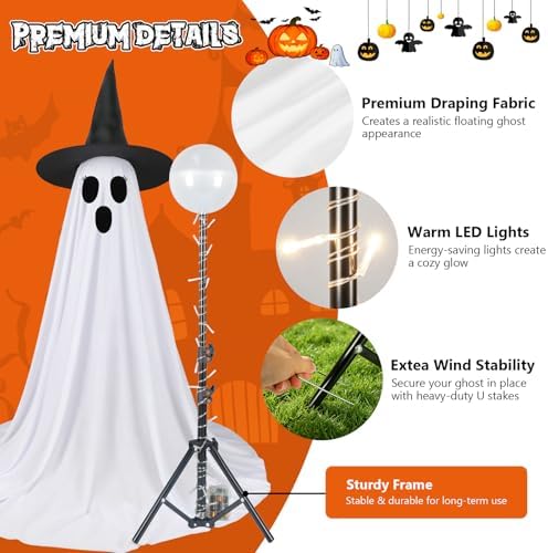 Halloween Ghost Decorations, 2 Pack 5FT Lighted Ghosts with Remote