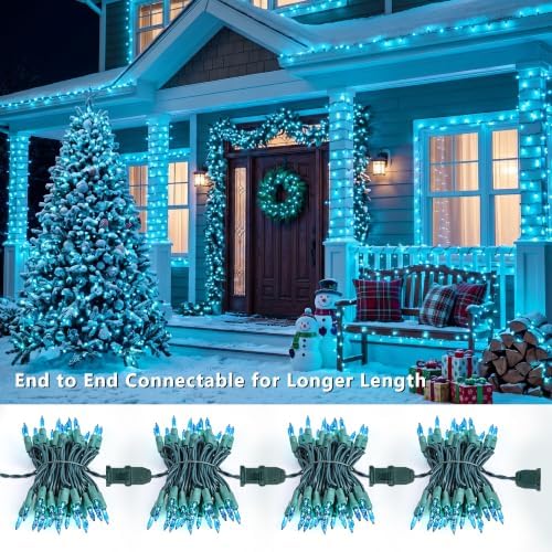 BrizLabs Teal Christmas Incandescent String Lights Outdoor 300 Count 69.6ft