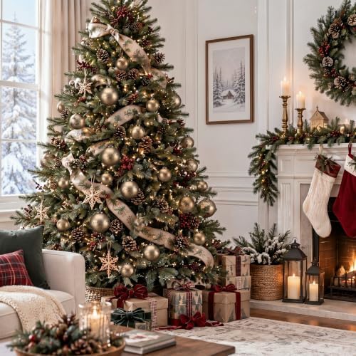 Yunlly 18 Pcs Textured Christmas Ball Ornaments 2.36'' 2.76'' 3.15'' Neutral Copper Ornament Modern Farmhouse Brown Hanging Christmas Decor Vintage Tree Decor for Home Xmas Shatterproof Brass