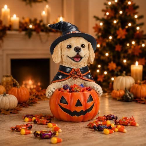 Halloween Golden Retriever Candy Bowl, Pumpkin Candy Holder