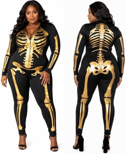 Tipsy Elves Sexy Halloween Skeleton Bodysuit for Women - One Piece Costume