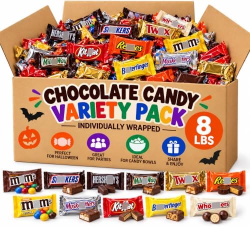 Halloween Chocolate Candy Variety Pack, 8 Lbs – Individually Wrapped Assorted Chocolate Candy for Trick or Treating, Halloween Parties, Candy Bowls, School, Office & Sharing