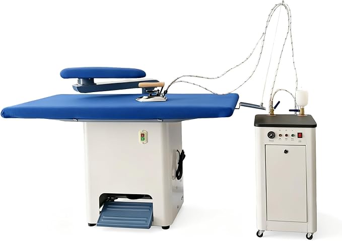 Commercial Vacuum Ironing Table with Independent Steam Generator & Sleeve Iron Arm, Heavy Duty Pressing Board for Dry Cleaners Tailors & Clothing Boutiques