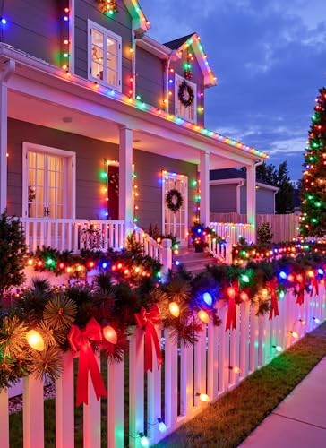 Minetom 150Ft Christmas Lights Outdoor, with 150 LED Matte Bulbs Multicolor