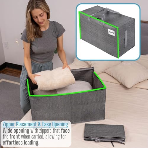 VENO 10 Pack Extra Large Heavy Duty Moving Bags with Wide Opening & Reinforced Handles, Reusable Storage Tote Bags with Strong Zippers for Clothes, College Dorm Essentials & Moving Supplies