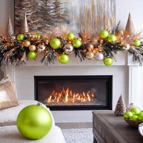 Threan 8 Inch Lime Green Matte Large Christmas Ball Ornament