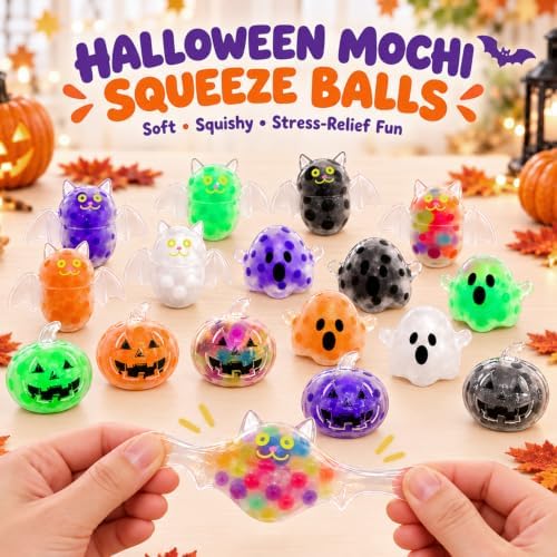 80 Pcs Halloween Mochi Squeeze Balls Bulk Party Favors