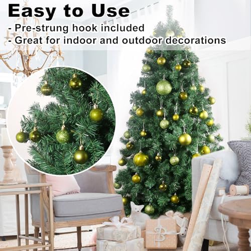 Lime Green 1.6" Small Christmas Balls Christmas Tree Decoration Ornaments Shatterproof Hanging Balls for Birthday St. Patrick's Day Easter Mardi Gras Holiday Wedding Decorations Set of 24pcs