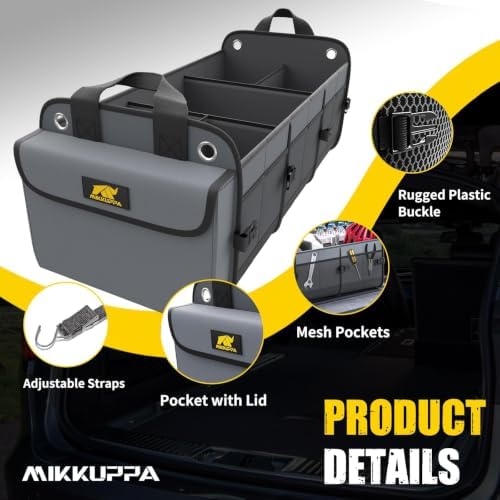 MIKKUPPA Trunk Organizer for SUV - 100L Collapsible Car Organizer, Gray