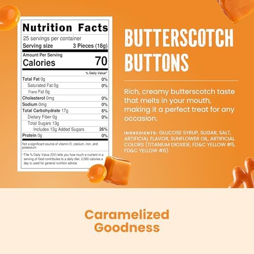 Cambie Butterscotch Hard Candy Individually Wrapped - 1 lb Hard Candy