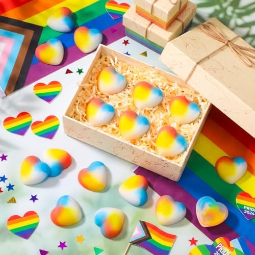 Thenshop 60 Pcs Pride Pocket Hug Rainbow Heart Decor Gift Bulk
