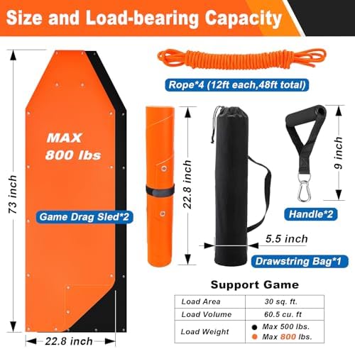Bayattoo Hunter Dragging Mat Game Drag Sleds - Heavy-Duty Tear-Resistant Game Hauler for Hunting with Ropes and Handles, Portable and Durable Outdoor Gear (2 Set)