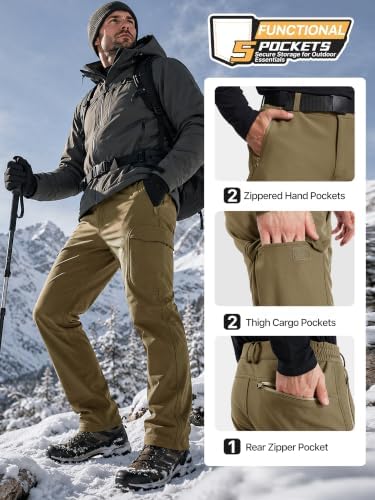 FREE SOLDIER Men's Outdoor Softshell Snow Ski Pants