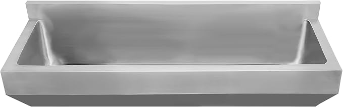 Whitehaus WHNC4513L-BSS Noah'S Collection 47 1/4-Inch Commercial Wall Hung Laundry-Scrub Sink, Brushed Stainless Steel