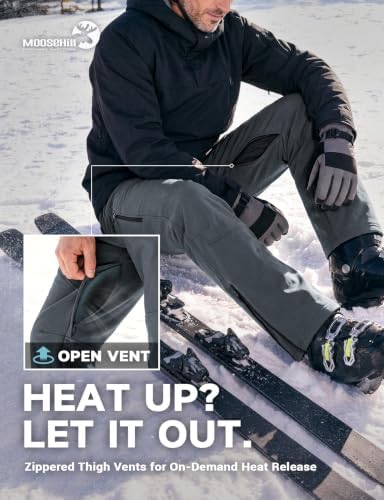 Moosehill Men's Fleece-Lined Snow Pants: Zippered Inner-Thigh Vents