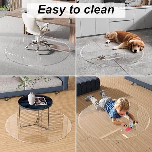 MESAILUP Beveled Edge 40" Round Office Chair Mat for Carpet or Hardwood Floor Crystal Clear, 40" x 40" for a Smooth Glide and Easy Roll On/Off, Heavy Duty and Non-Slip Floor Ultimate Clear Chair Mat