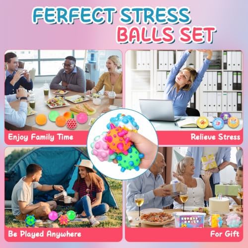 54 Pack Stress Balls, Squishy Balls, Squeeze Balls for Adults