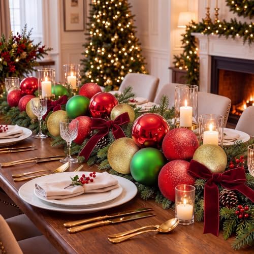 Jenaai 12 Pcs Large Christmas Ball Ornaments, 6 Inch Big Oversized Shatterproof Christmas Tree Decorations Matte Glitter Giant Jumbo Plastic Hanging Baubles for Xmas Holiday Party Indoor Outdoor