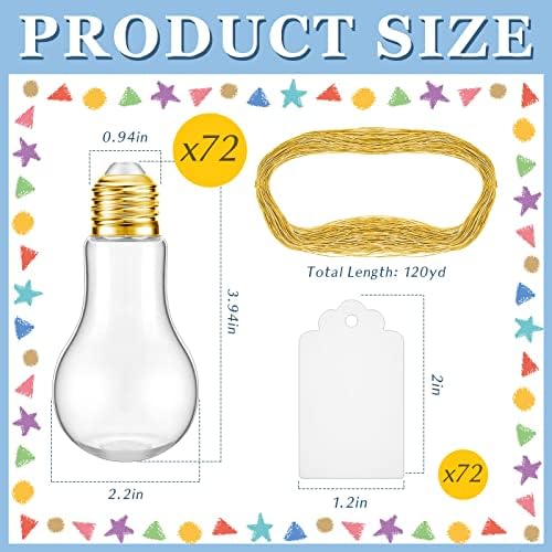 72 Pcs Light Bulb Candy Containers, Fillable Favors for Wedding, Christmas