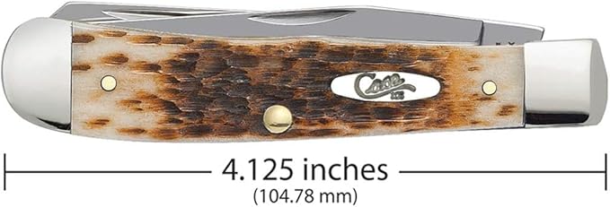 Case XX WR Pocket Knife Trapper With Genuine Bone Handle, Carbon Steel CV Blade(s), Length Closed: 4 1/8 Inches (Amber Bone W/Sharpening Stone)