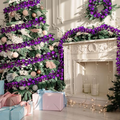 2 Pcs 6 ft Christmas Ball Ornament Garland, Purple