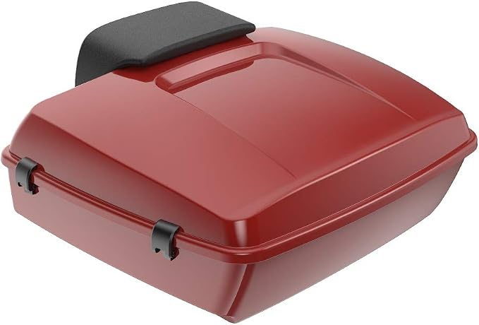 Advanblack Road Glide Tour Trunk Pack Red Hot Sunglo Chopped Tour Trunk Pack Backrest Pad for '97-'25 Harley Touring Road King Street Glide Electra Glide CVO models
