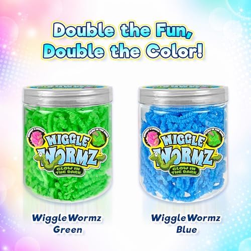 JA-RU Wiggle Wormz Glow in the Dark Squishy Sensory Worms Toy Jar 5357-2B