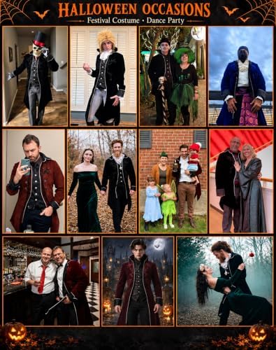 SIAEAMRG Mens Renaissance Pirate Halloween Costume Vampire Jackets Tailcoat