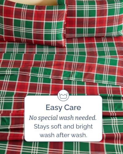 Christmas Sheet Set, Highland Tartan, Holiday Xmas Bedding Set - Cal King