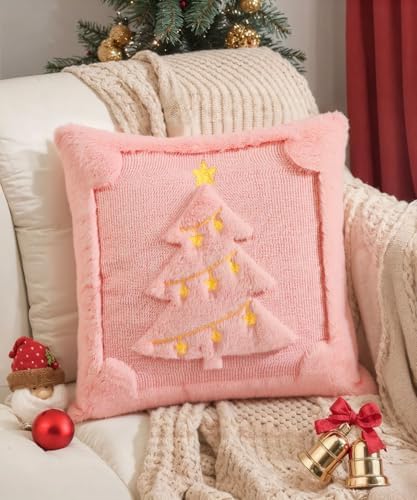 Faux Fur Christmas Pillow Covers 18x18 Set of 2