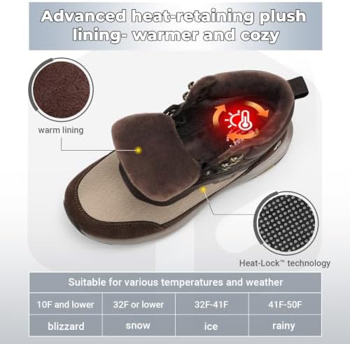 FitVille Men's Winter Boots,Extra Wide Width Thick Fur Lined Snow Boots