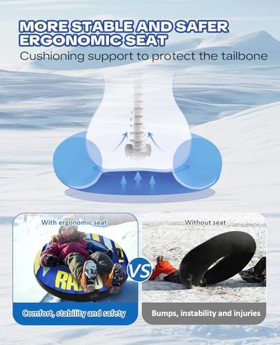 48'' Heavy Duty Snow Tube with Canvas Cover, Snow Sled for Kids & Adults