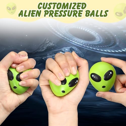 Wettarn 24 Pcs Mini Halloween Alien PU Balls, Alien Party Favor