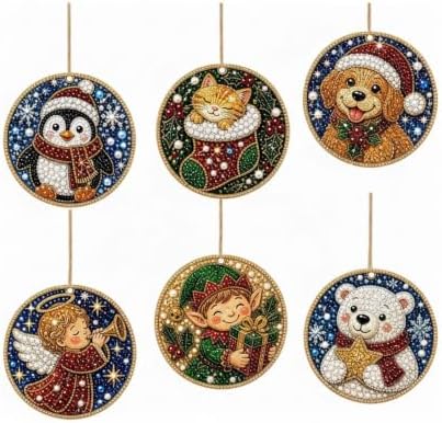 6PCS Christmas Ornaments DIY Pearl Diamond Art Kits for Adult Holiday