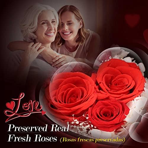 ADDWel Gifts for Mom from Daughter Son, Preserved Real Rose with I Love You Necklace in 100 Languages Gift Set, Unique Birthday Gifts to My Mom