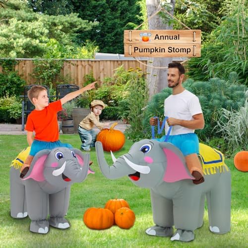 Inflatable Elephant Costume for Adult Halloween Blow Up Ride on Elephant Costumes Animals Suit for Men Women Cosplay Party