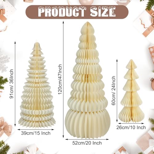 3 Pcs Large Honeycomb Christmas Tree,Classic,White