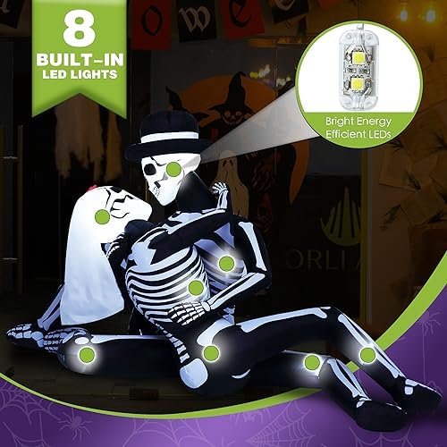 ZPISF 8.5 FT Giant Halloween Inflatables Cuddling Skeleton Couple
