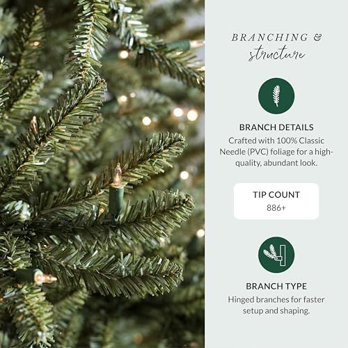 Balsam Hill 4.5ft Pre-Lit Classic Blue Spruce - Artificial Christmas Tree with 300 Clear Incandescent Lights, Easy Plug Technology, Premium Stand for Indoor Holiday Decorating