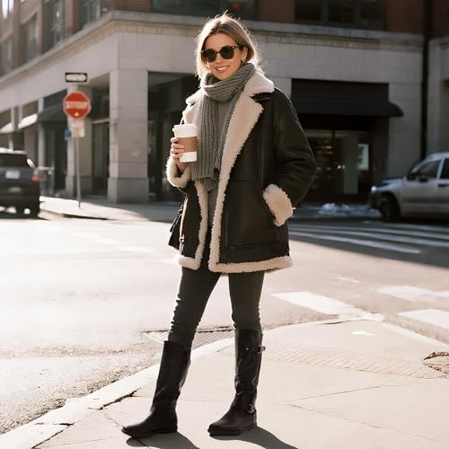 DREAM PAIRS Women's Faux Fur-Lined Knee High Winter Boots Fall Tall Boots