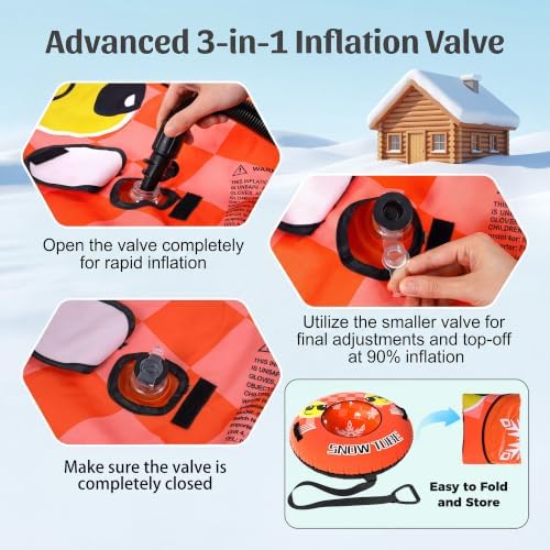 GYMAX Inflatable Snow Tube Sled, 42" Heavy Duty Snow Tubing for Sledding