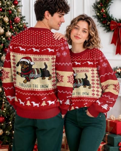 34HD Ugly Xmas Sweater–Funny Knit Christmas Sweater for Women & Men 2025, Long Sleeve Crewneck Holiday Pullover, Unisex Gift