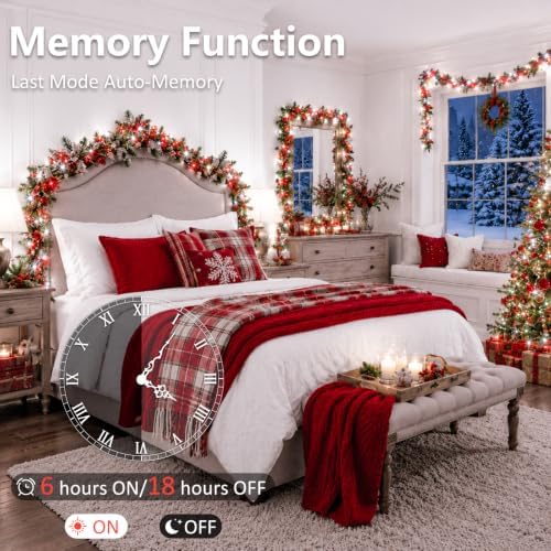 2 Pack 200 LED Battery Operated String Lights, Fairy Lights Red & White
