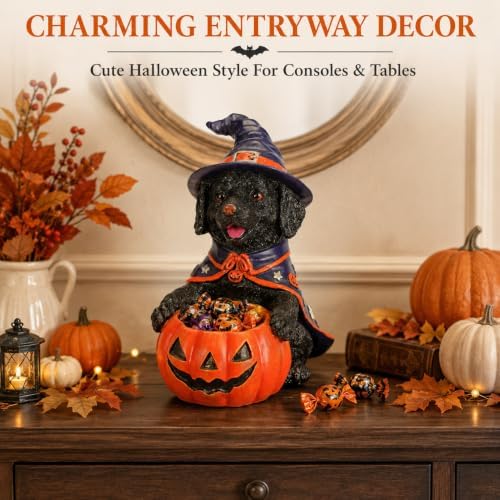 Halloween Black Labrador Candy Bowl, Pumpkin Candy Holder