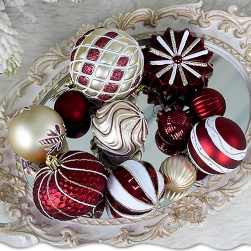 48 Pcs Christmas Balls Ornaments for Christmas Tree, Painted Shatterproof Plastic Decorative Baubles Hanging Ornaments for Xmas Tree Wreath Holiday Party Wedding Decoration, Gold
