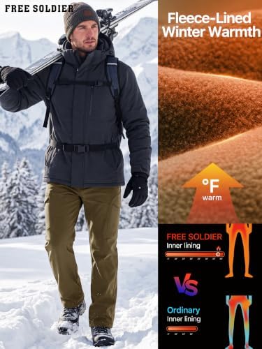 FREE SOLDIER Men's Outdoor Softshell Snow Ski Pants