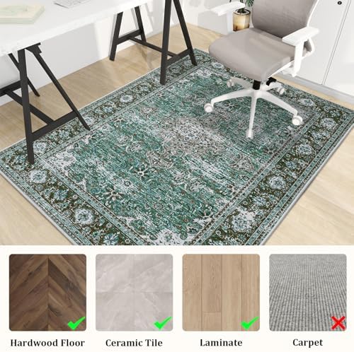 Office Chair Mat for Hardwood Floor, 48"x36" Easy Glide Computer Desk Mat Protector for Rolling Chair Under Desk Rug Nonslip Backing, Machine Wash (Modern)