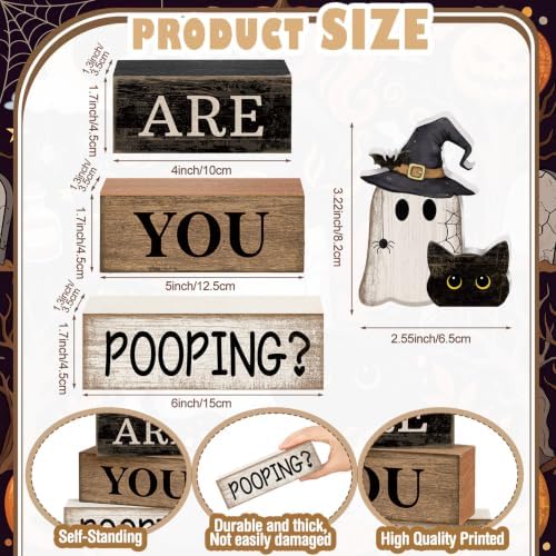 Moucuny 4 Pcs Halloween Bathroom Decor Sign Funny “are You Pooping? ” Decor
