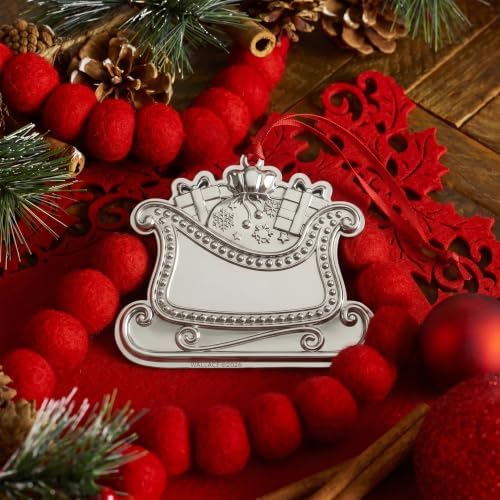 Wallace 2026 Silver-Plated Sleigh Christmas Ornament 14th Edition - Engraveable Holiday Collectible, Handcrafted in USA, Includes Gift Box, Ribbon and Velvet Pouch